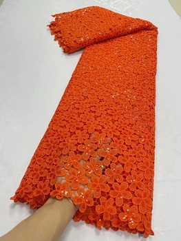 Orange Francúzsky Výšivky Guipure Kábel Čipky Textílie 2023 Vysoko Kvalitnej Čipky Afriky Čipky Textílie Pre Nigérijský Svadobné Party