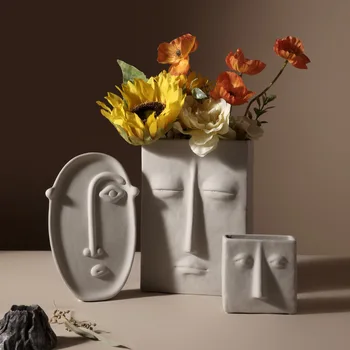Picasso Nordic Tvorivé Keramické Tvár Váza Jednoduché Dekorácie Spálňa Decor Verandu, Obývaciu Izbu Kvet Usporiadanie Domáce Dekorácie