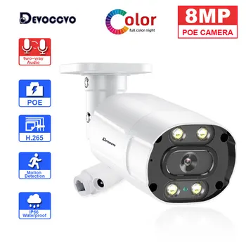 Plné Farby Nočné Videnie POE Bezpečnostné Kamery 4K Vonkajšie Kovové obojsmerné Audio CCTV Kamery IP Video monitorovací Systém 8MP IP Cam