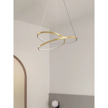 Plné medené kruhové prívesok lampa v tvare lampa moderného jednoduchá obývacia izba lampa Severskej atmosféry jedáleň lampa spálňa
