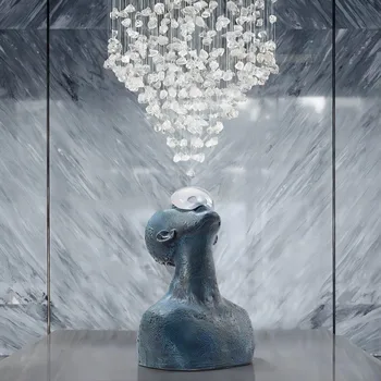 Post Moderný Kamenný Luster LED Schodisko Visí Lampa Chodby, Lobby recepcii Villa Výstava Domova Prívesok Svetlá