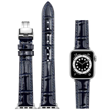 Pre Apple Kráľovská Modrá kožený remienok ženy Sledovať Band 49 mm, 45 mm 38 42 41mm iwatch Series345SE678 Motýľ Pracky Watchband