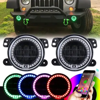 Pre Jeep Wrangler JK Dodge Journey Magnum LED Hmlové Svetlá 6000K RGB Svetlá pre Denné svietenie Bluetooth Ovládanie Svetlometov