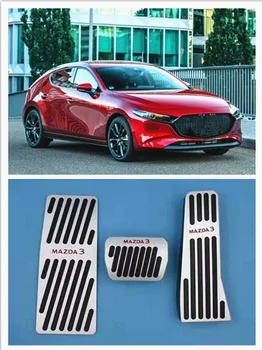 Pre Mazda 3 Príslušenstvo 2019 2020 Hliníka, Automatická Prevodovka Non-Slip Kovové Nohy Auto Plynový Pedál Kryt Set Kit 3ks (Strieborný)