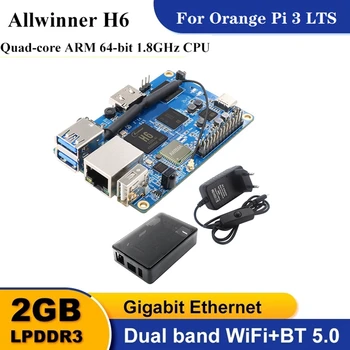 Pre Orange Pi 3LTS Allwinner H6 Quad-Core, 2GB+8 GB EMMC Flash HD+WIFI+BT5.0 Open Source Doska+Puzdro+Napájací Adaptér