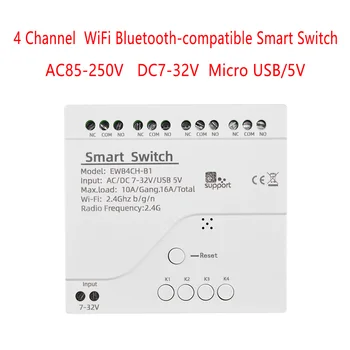 Pre eWeLink 4 Kanál Smart WiFi Bluetooth-kompatibilné Bezdrôtové spínací Modul APLIKÁCIU Diaľkové Ovládanie AC85-250V DC7-32V 4CH