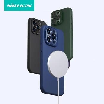 Pre iPhone 14 Pro Max Prípade NILLKIN Magnetické Prípade Kvapalných Slicone Objektív Fotoaparátu Ochranu Späť Držiak Pre iPhone 14 Pro