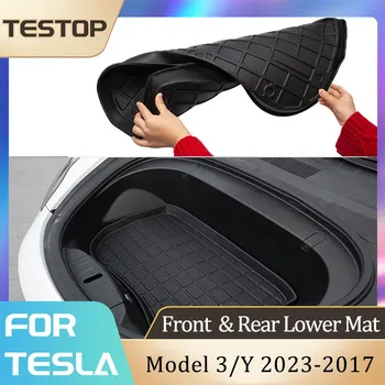 Predné Zadný Kufor Mat pre Tesla Model 3 2023 Príslušenstvo Auto TPE Rohože batožinového priestoru Cargo Zásobník Podlahové Podložky Model Y 2022 Auto vnútorná Časť
