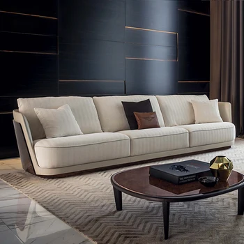 Prispôsobený post-moderné luxusné tri osoby, kožená sedačka, obývacia izba gauč, taliansky nábytok, sanita