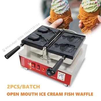 Profesionálne 2 ks kórejský Štýl Pečenie Elektrické Otvorené Ústa Rýb Tortu zmrzlinu Kužeľ Stebėtų Maker Vlastné Taiyaki Stroj na Výrobu