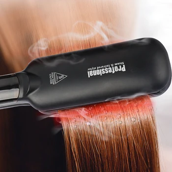 Profesionálny Parný Infračervené Hair Straightener kulmy na vlasy a Žehličky Salon Rýchlo Teplo Keramické Vlasy Ploché Železo