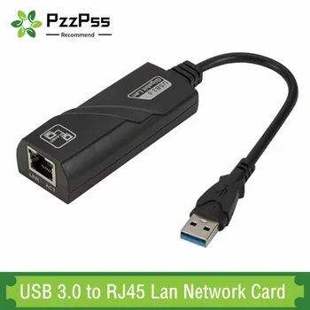 PzzPss Káblové USB 3.0 na RJ45 Lan, Sieťová Karta 10/100/1000Mbps Ethernet Adaptér Pre Notebook PC Macbook Windows 7 8 10