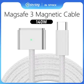 RYRA Magnetické USB Typu C Na Magsafe 3 Kábel, Adaptér Pre MacBook Air Pro A2442 A2485 A2681 Plnenie PD 140W Rýchle Nabíjanie Kábel