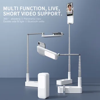 RYRA Prenosný Telefón Držiak na Stojan S Bezdrôtové Stmievateľné LED Selfie Vyplniť Svetlo Lampy Pre Live Video Vyplniť Svetla Zdvíhateľnej