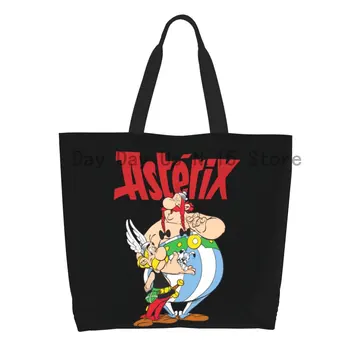 Recyklácia Asterix A Obelix S Idefix Nákupní Taška Ženy Plátno Ramenný Tote Taška Odolná Manga S Potravinami Shopper Tašky