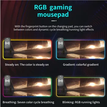 Reklama Mousepad RGB light-emitting 15W bezdrôtové nabíjanie LOGO Farebná tlač presnosť zámok okraja hra gumy Mousepad