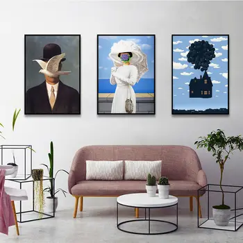 René Magritte Plátno na Maľovanie Surrealizmus Klasické Anime Plagát Retro Kraft Papier, Nálepky, HOBBY Miestnosť, Bar, Kaviareň Kawaii Izba Dekor