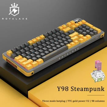 Royal Sekera Y98 3-režime, mechanické klávesnice bezdrôtová hot swap 98 s PBT tlačidlo spp TTC zlato, ružové osi V2 steampunk