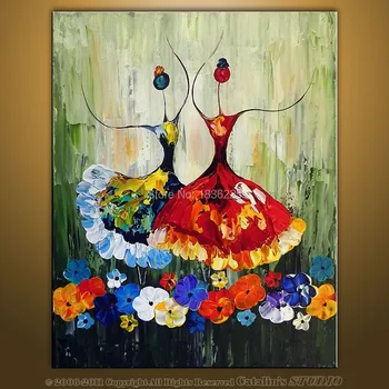 Ručne maľované plátno olejomaľba balet abstraktné umenie, maľovanie balet tanečník olejomaľby pre izba dekor abstraktnú olejomaľbu