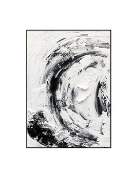 Ručne Ťahané Abstraktné Black & White Troch-dimenzionální Vstup Dekoratívne Maľby Moderné Pozadí Steny Textúra Veľké Závesné