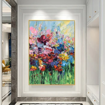 Ručné Abstraktné Kvet, Olejomaľba Na Plátne Veľké Veľkosti Wall Art Obývacia Izba Dekorácie Moderného Maliarstva Ručne Maľované Bez Rámu