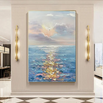 Ručné Nástenné Art Obraz Moderného Obývacej Miestnosti Dekorácie Olejomaľba Textúrou Morské Scenérie Plátno Maľby Nástenné Závesy Umelecké Diela