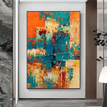 Ručné Olejomaľba Hrubé Textúry Moderné Abstraktné Olejomaľby Na Plátne Wall Art Obývacej Izby, Luxusné Dekoračné Maľby