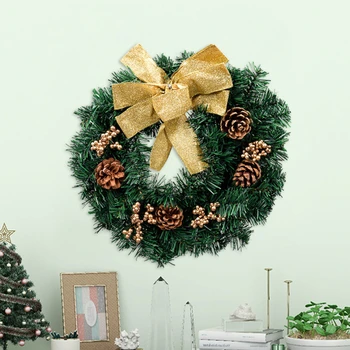 Ručné Vianočný Veniec Simulácia Vianočný Strom Ornament Borovicová Šiška Ratan Kruh, Kvet Krúžok Dvere, Okno Prívesok Dekorácie