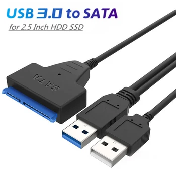 SATA na USB 3.0 / 2.0 Kábel pre 2.5 Palcový Externý HDD SSD Pevný Disk SATA 3 22 Kolíkový Adaptér Prevodník USB 3.0 na Sata III Kábel