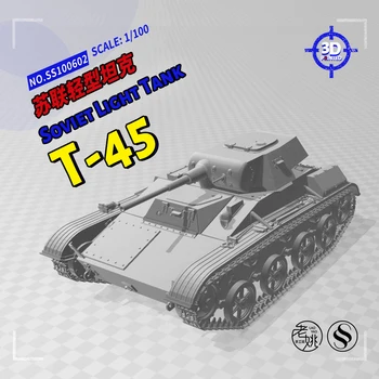 SSMODEL 100602 V1.7 1/100 3D Vytlačené Živice Model Auta Sovietsky T-45 Ľahký Tank