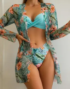 Sedacie plavky Tropické Vytlačené Cez Bikini Set Populárny pre Ženy, Oblečenie pre Novú Jar/leto 2023 Sexy