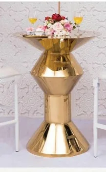 Silver a gold nehrdzavejúcej ocele barovým pultom pre svadobnú tortu stôl stojany