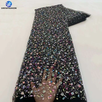 Sinya Farebné Čipky Ťažké Korálkové Čipky, Výšivky Sequin Čipky Textílie Pre Ženy, Luxusné Svadobné Šaty Pre Strany