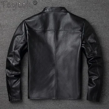 Skutočné Streetwear Kožené Mužov Bežné Skutočné Cowhide Coats 6XL Slim Motocykel Bunda pánske Oblečenie кожаная куртка