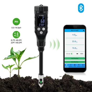 Smart Pôdne PH Meter 0.0~14.0 pH Bluetooth Pôdy Tester Dátového Záznamníka Temp Kyslosť Analyzer pre Hydroponics Výsadbu Záhrady poľnohospodárskej pôdy