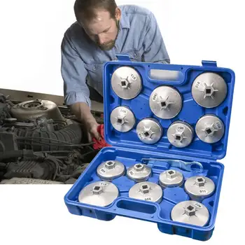Spp Olejový Filter Kľúča Nastaviť 15-Dielny Set Socket Tool Kit Pre Motora, Olej, Filter Nastaviteľný Kľúč Olejový Filter Ideálny Nástroj Pre Odstránenie
