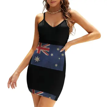 Staré A Opotrebované Núdzi Vintage Vlajka Austrálie Novinka Sexy Ženy Šaty Žien Šatka Šaty pre Humor Grafické Kluby Podväzkové