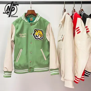 Streetwear Harajuku Baseball Jacket Mužov Hip Hop Tiger Výšivky Láska Kožené Rukávy Voľné Kabát Unisex Patchwork Varsity Jacket