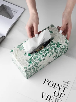 Svetlo luxusné prírodné shell tkaniva box, ručné mother-of-pearl papierové krabice, Európskej kreatívne domáce dekorácie, ozdoby