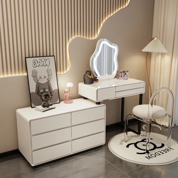Svetlá, Zrkadlo, Toaletný Stolík Organizátori Skladovanie Biely Make-Up Toaletný Stolík Spálňa Klasické Coiffeuse De Chambre Bytový Nábytok