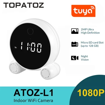TOPATOZ Tuya 1080P HD WiFi IP Kamera Dohľadu Bezpečnostné Kamery Inteligentné Budík Bezdrôtový Mini Kamera Baby Monitor
