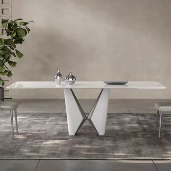 Taliansky Jednoduchý Dizajn Obdĺžnikový Mramor, Bridlica Jedálenský Stôl