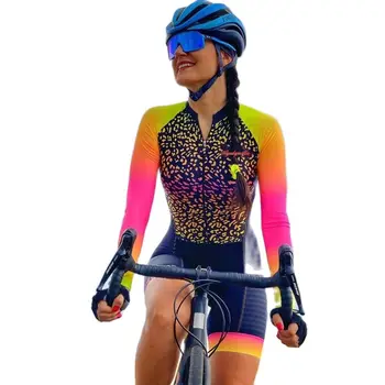Triatlon Vyhovovali dámske Dlhé Rukávy Požičovňa Skinsuit Mtb Cyklistické Oblečenie Jeden Kus Jumpsuit Macaquinho Ciclismo Feminino
