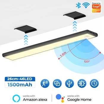 Tuya WiFi Smart LED Nočné Svetlo Skriňu Osvetlenie Infračervené PIR Snímač Pohybu USBRechargeable Nástenné Svietidlo Aplikácie Voice Pre Alexa Google