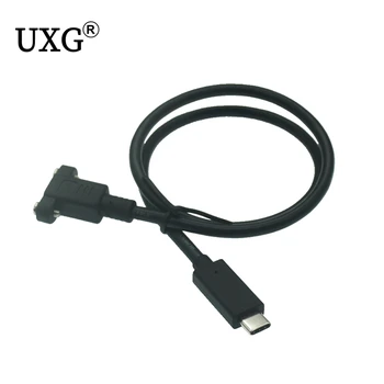 Typ-C, USB-C Samec Samica Predlžovací Kábel S Otvorom pre Skrutku Lock Konektor Kábla Medzery 17 mm Panel Prípojný kábel 0.5 m/1m