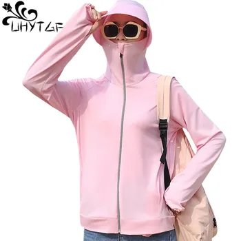 UHYTGF 2020 módne dámske letné bunda s kapucňou Anti-UV Priedušné tenkú ochranu pred slnkom oblečenie na bicykli pohodlné topy kabát 865