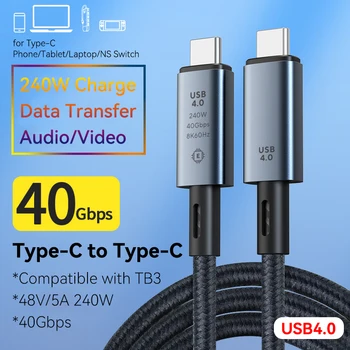 USB 4 USB C C Kábel PD 240W 8K 60Hz 40G USB C Kábel pre MacBook Pro ThunderBolt3 4iPad Samsung Google Pixel Xiao Huawei