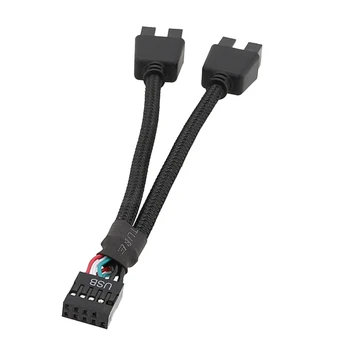 USB Rozšírenie Kábel na základnej Doske Počítača USB 9Pin Žena na Dual 9P Muţi 1 až 2 Expander Kábla Tienenie Pletenie