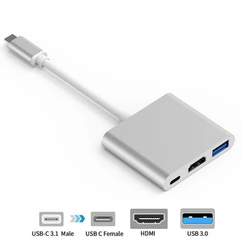 USB Typu C, HDMI Digitálnym AV Adaptérom pre Pad Telefónu 12 13 14 11 Pro-HDMI 1080P na Obrazovke s Nabíjací Konvertor