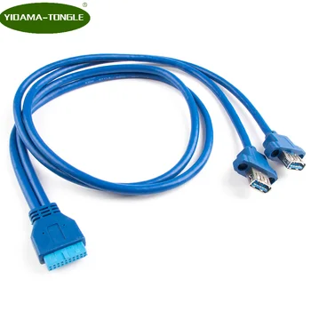 USB3.0 Dual Port USB 3.0 Žena Skrutku Namontujte Panel Typ základnej Dosky 20kolíkový Kábel PC Prípade káble 20 pin 30 cm 50 cm 80 cm